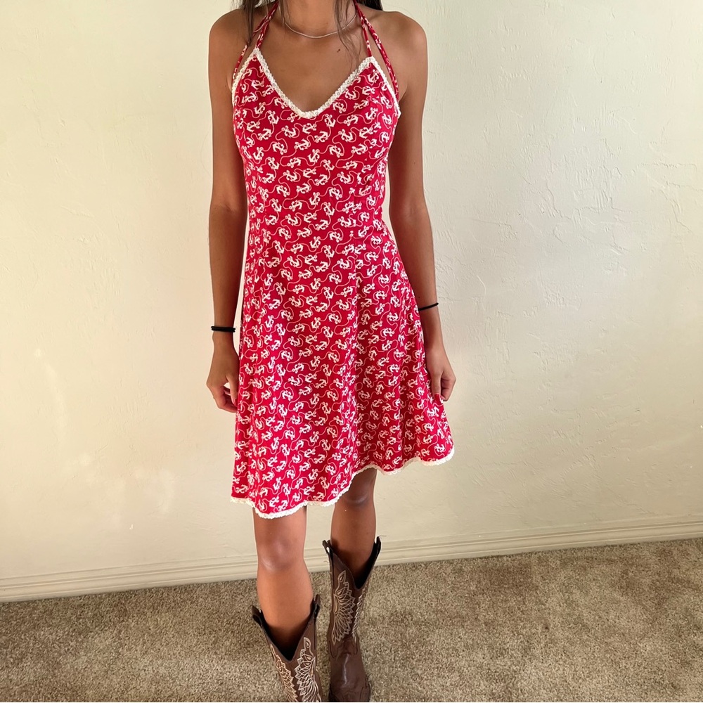 Y2K Betsey Johnson New York Deadstock Anchor Print Sailor Dress Vintage Nautical